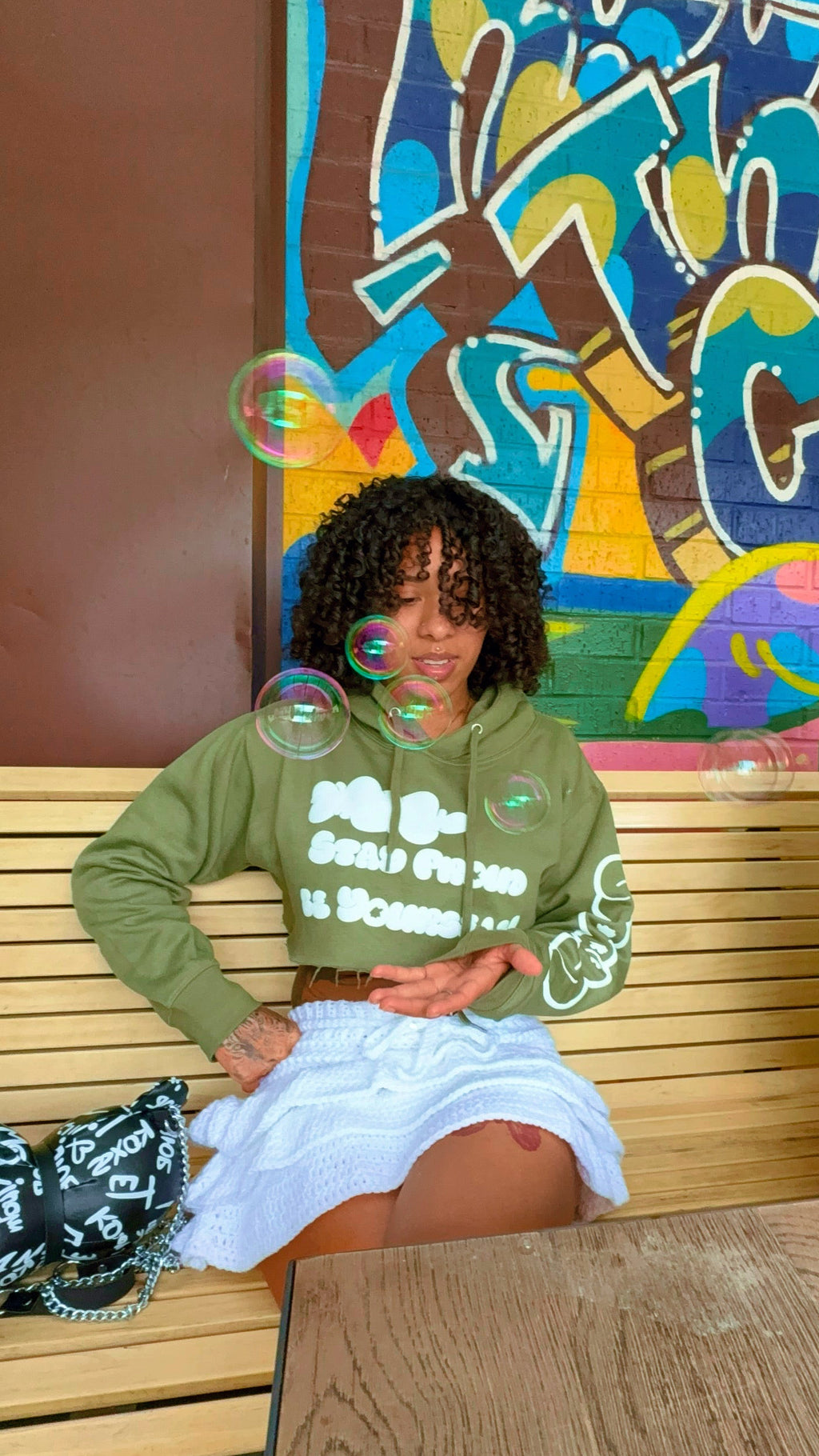 “Spby” Green puff cropped hoodie