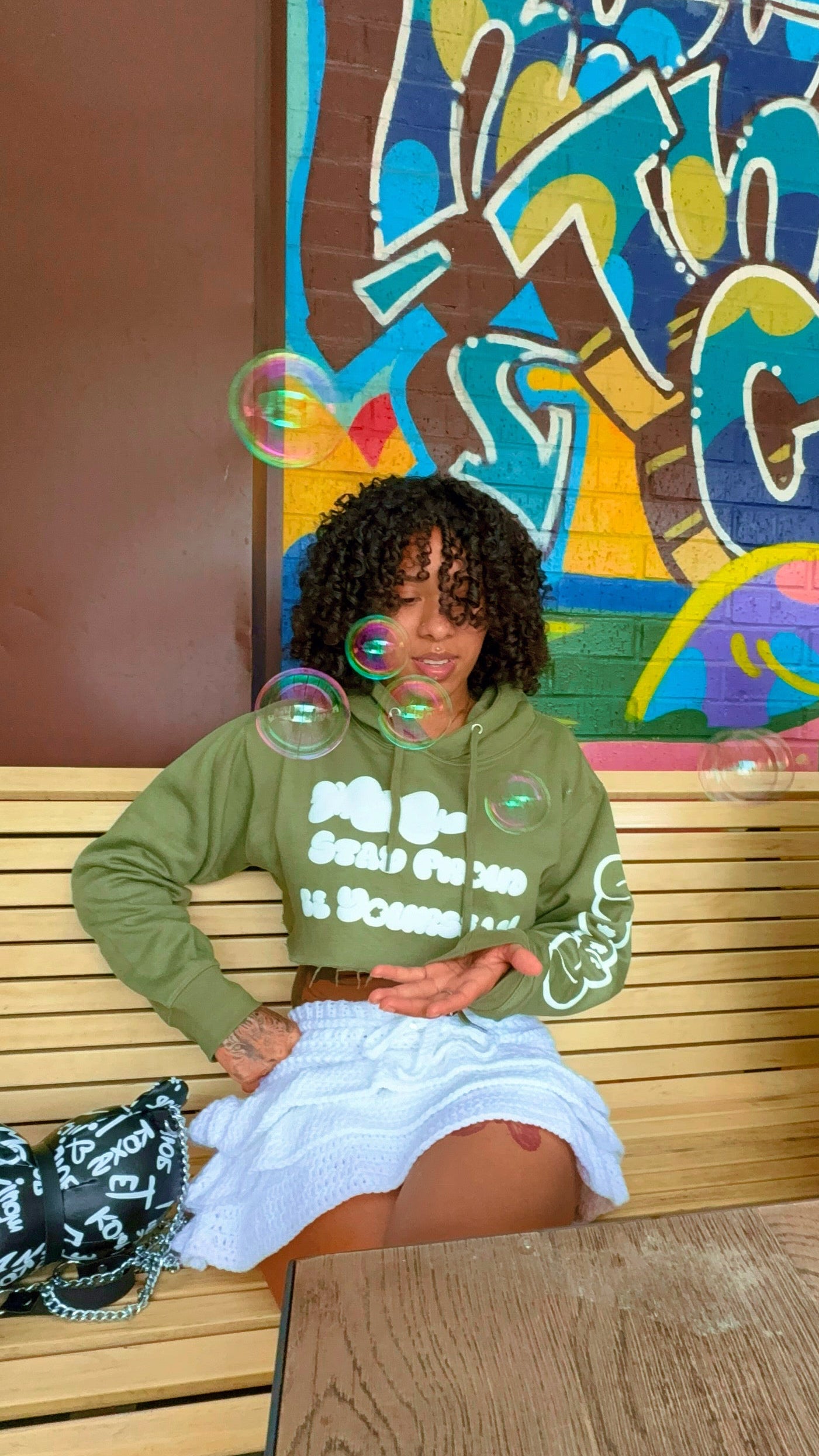 “Spby” Green puff cropped hoodie