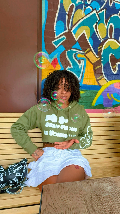 “Spby” Green puff cropped hoodie