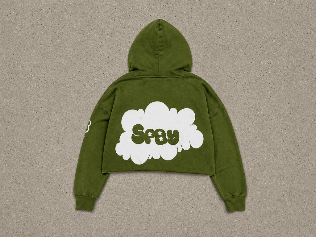 “Spby” Green puff cropped hoodie